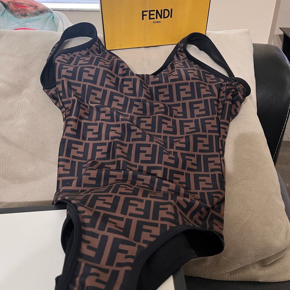 Fendi Black and Brown Monogram One-Piece